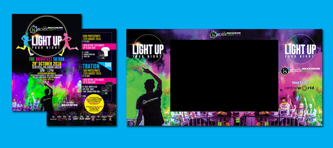 Skechers Blacklight Run Marketing Collaterals Design